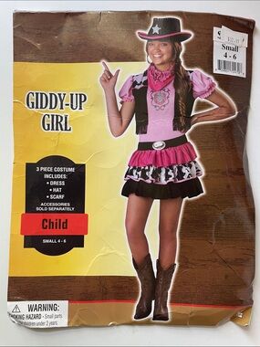 Giddy-Up Girl Pink Cowgirl  Halloween Costume for Kids Small ( 4-6)